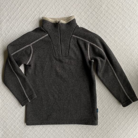 Kuhl Kids Fleece Quarter Zip Pull Over Sweater Sherpa Mock Neck Gray Small 7-8 - Picture 1 of 10